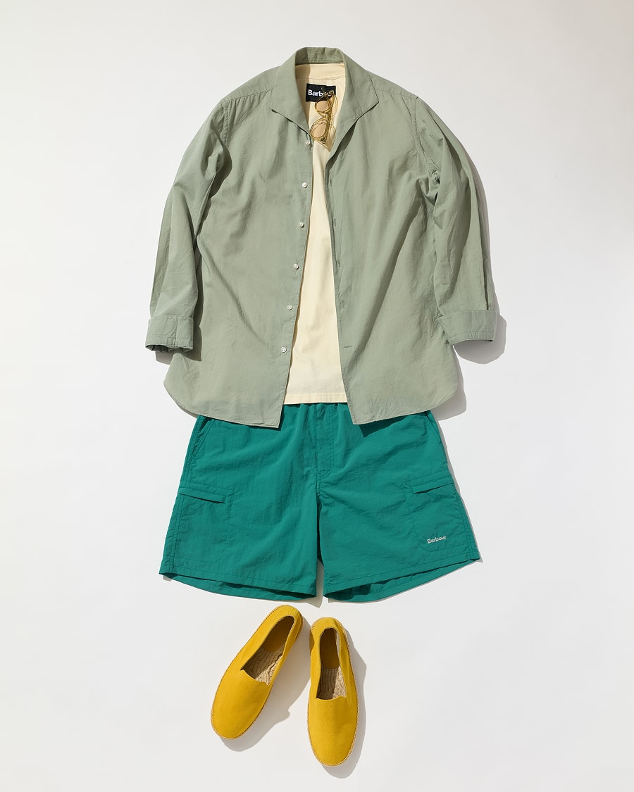 Green Shorts Styling グリーン ナイロンショーツ コーディネート